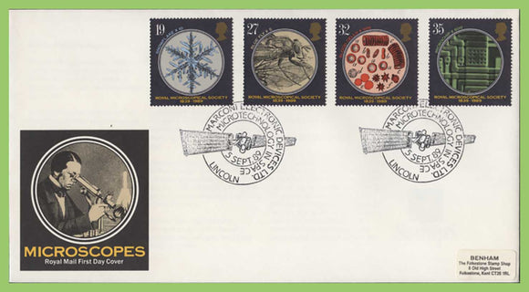 G.B. 1989 Microscopes set on Royal Mail First Day Cover, Lincoln