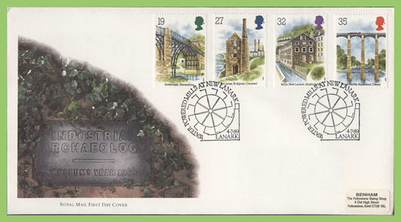 G.B. 1989 Industrial Archeology set on Royal Mail First Day Cover, New Lanark