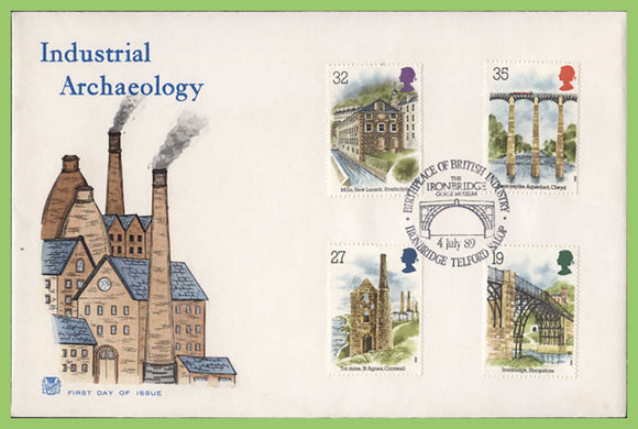 G.B. 1989 Industrial Archeology set on Stuart First Day Cover, Ironbridge