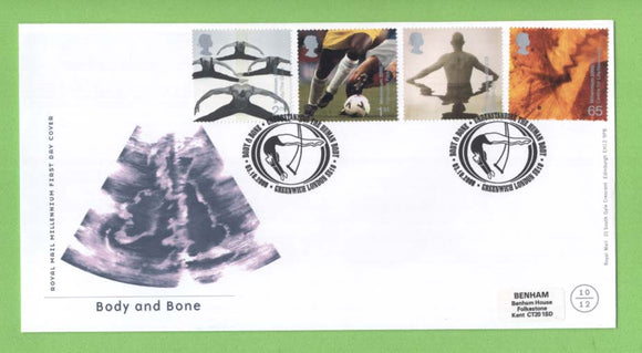 G.B. 2000 Body and Bone set on Royal Mail First Day Cover, Greenwich London