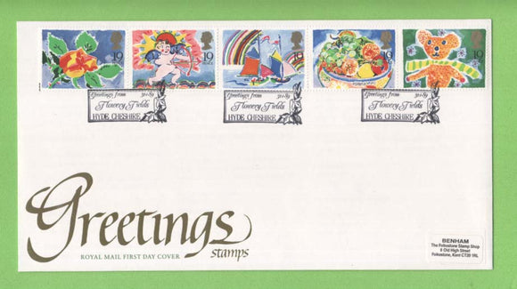 G.B. 1989 Greetings set on Royal Mail First Day Cover, Hyde Cheshire