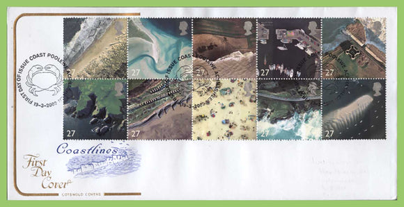 G.B. 2002 Coastlines set on u/a Cotswold First Day Cover, Poole