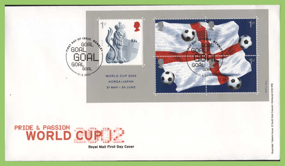 G.B. 2002 Football World Cup miniature sheet u/a Royal Mail First Day Cover, Wembley