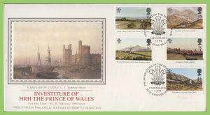 G.B. 1994 P.O.W. Investiture Anniversary set set on PPS silk First Day Cover, Caernarfon