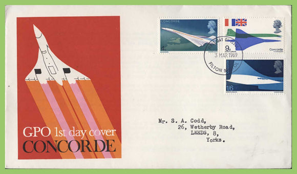 G.B. 1969 Concorde set on GPO First Day Cover, Filton