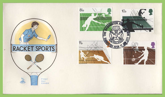 G.B. 1977 Racket Sport set on u/a Mercury First Day Cover, Badminton