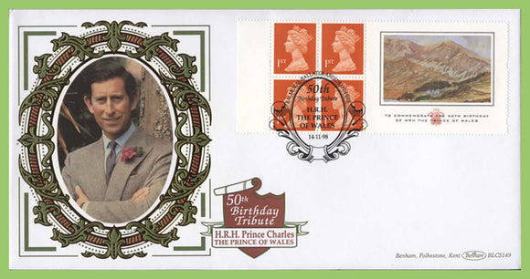 G.B. 1998 Prince of Wales Birthday booklet pane on Benham First Day Cover, Balmoral