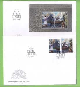 Norway 2004 Nordic Mythology set & miniature sheet on two First Day Covers