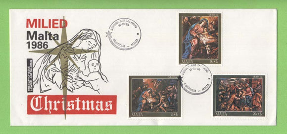 Malta 1986 Christmas set on First Day Cover, Cospicua