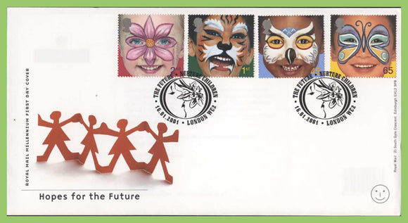 G.B. 2001 Hopes for the Future set on u/a Royal Mail First Day Cover, London WC2