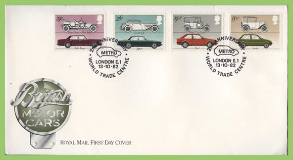 G.B. 1982 British Motor Cars set on u/a Royal Mail First Day Cover, World Trade Centre, London E1