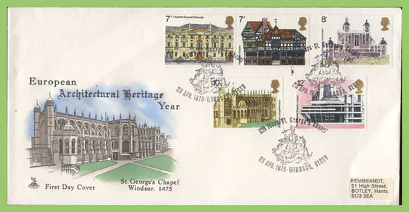 G.B. 1975 Architectural Heritage set on Mercury First Day Cover, St Georges, Windsor