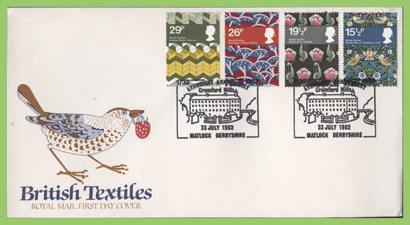 G.B. 1982 Textiles set on u/a Royal Mail First Day Cover, Matlock Derbyshire