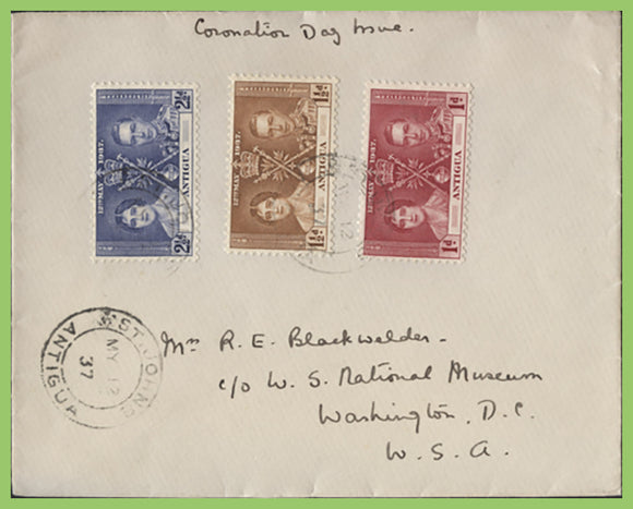 Antigua 1937 KGVI Coronation set on First Day Cover