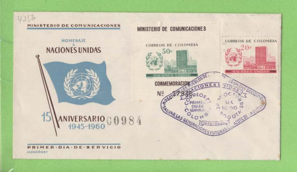 Columbia 1960 United Nations issue stamp & sheet First Day Cover