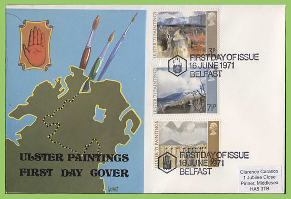 G.B. 1971 Ulster 71 Paintings set First Day Cover, Belfast