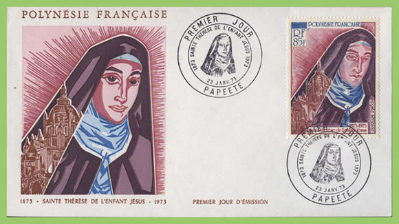 French Polynesia 1973 85f Air. Birth Centenary of St. Theresa of Lisieux First Day Cover