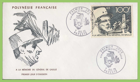 French Polynesia 1972 100f Air. Completion of De Gaulle Monument First Day Cover