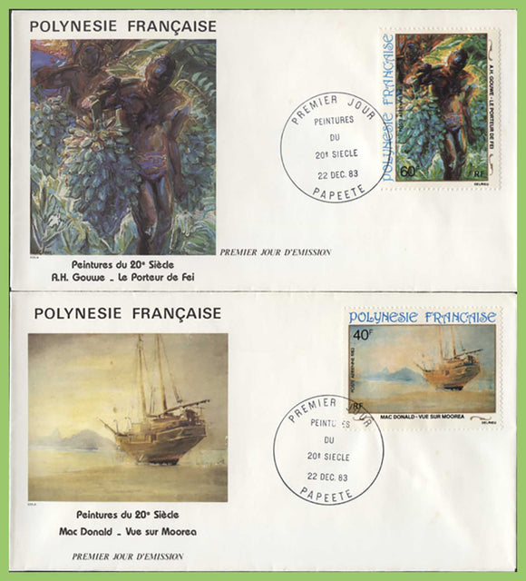 French Polynesia 1983 Air. 20th-century Paintings on four First Day Covers