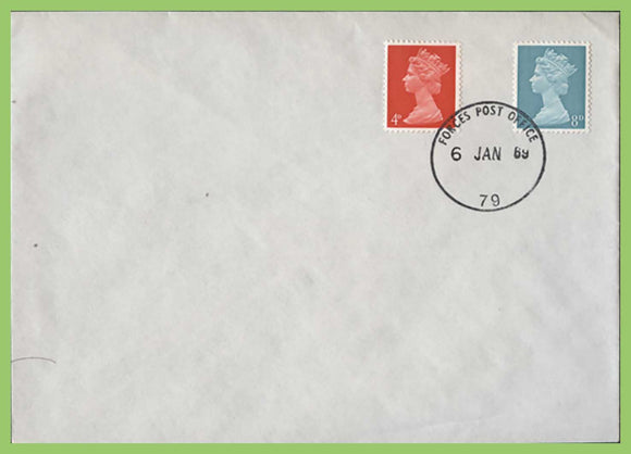 G.B. 1969 4d and 8d definitives on plain First Day Cover, FPO 79