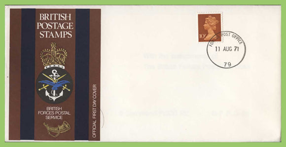 G.B. 1971 10p definitive on Forces First Day Cover, FPO 79