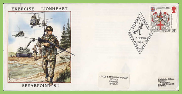 G.B. 1984 Excercise Lionheart, Spearpoint 84' commemorative cover
