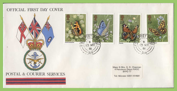 G.B. 1981 Butterflies set on Forces First Day Cover, FPO 318