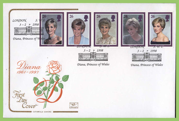 G.B. 1998 Princess Diana set on Cotswold u/a First Day Cover, London SW1