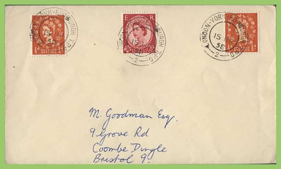 G.B. 1958 QEII cover with 'London - York -Edinburgh TPO 2' cancels