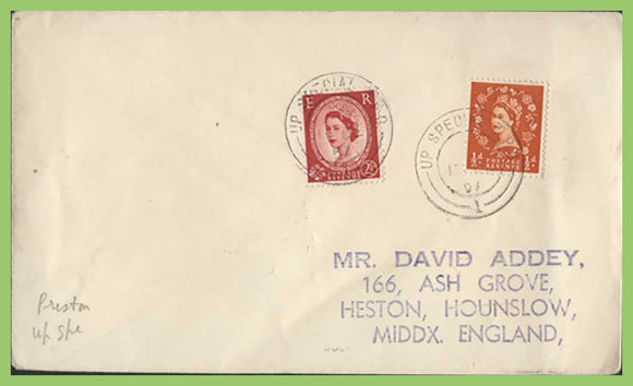 G.B. 1957 QEII cover with 'Up Special TPO 1' cancels