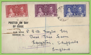 Basutoland 1937 KGVI Coronation set on printed registered cover