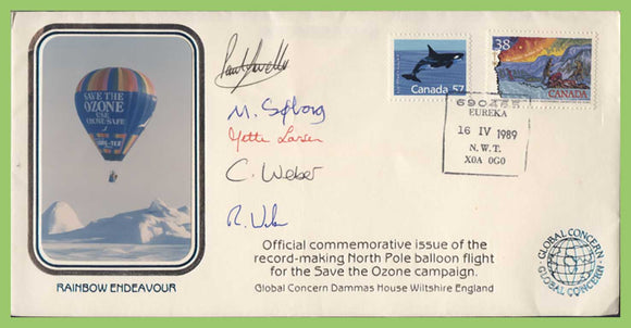 Canada 1989 Balloon Flight signed Cover, 'Rainbow Endeavour