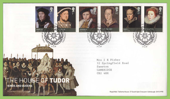 G.B. 2009 House of Tudors set on Royal Mail First Day Cover, Tallents House