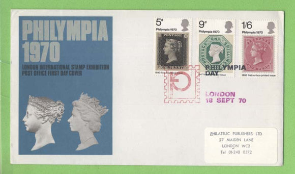 G.B. 1970 Philympia set on Post Office First Day Cover, London