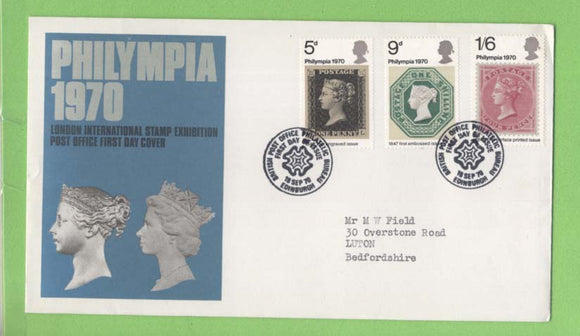 G.B. 1970 Philympia set on Post Office First Day Cover, Bureau