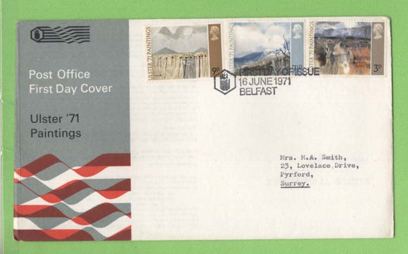 G.B. 1971 General Anniversaries set on Post Office First Day Cover, Belfast
