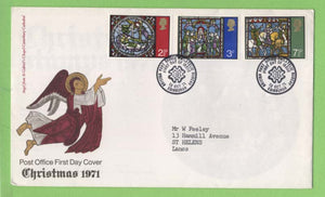 G.B. 1971 Christmas set on Post Office First Day Cover, Bureau