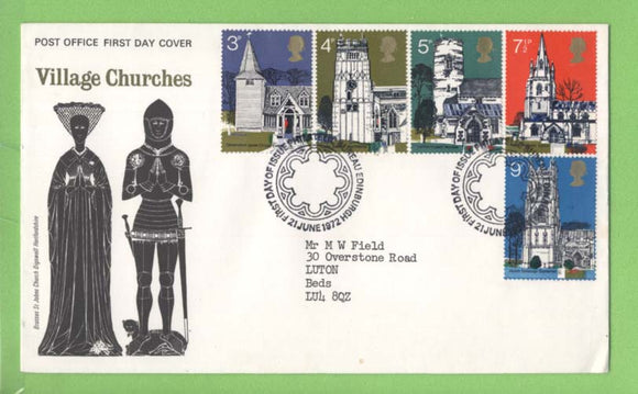 G.B. 1972 Churches set on Post Office First Day Cover, Bureau