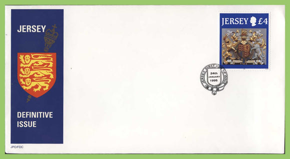 Jersey 1995 Arms £4.00 definitive on First Day Cover