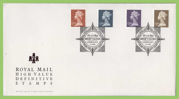G.B. 2000 High Value Definitives on Royal Mail First Day Cover, De La Rue, London EC1