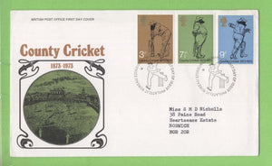 G.B. 1973 Cricket set on Post Office First Day Cover, Bureau