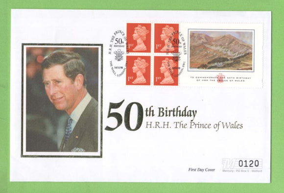 G.B. 1998 Prince of Wales Birthday booklet pane on Mercury First Day Cover, London SW1