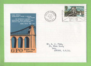 G.B. 1968 1/6 Bridge on GPO First Day Cover, Menai Bridge Slogan