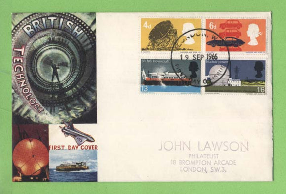 G.B. 1966 Technology set on Connoisseur First Day Cover, London WC