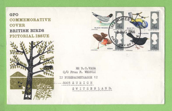 G.B. 1966 Birds set on GPO First Day Cover, Manchester