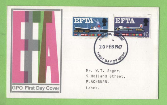 G.B. 1967 EFTA set on GPO First Day Cover, Stockport FDI