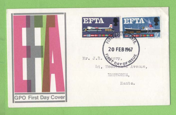 G.B. 1967 EFTA set on GPO First Day Cover, Portsmouth