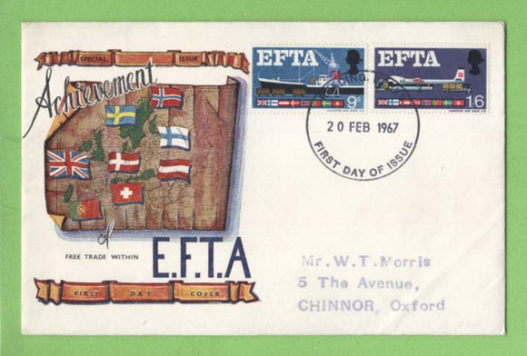 G.B. 1967 EFTA set on GPO First Day Cover, Reading