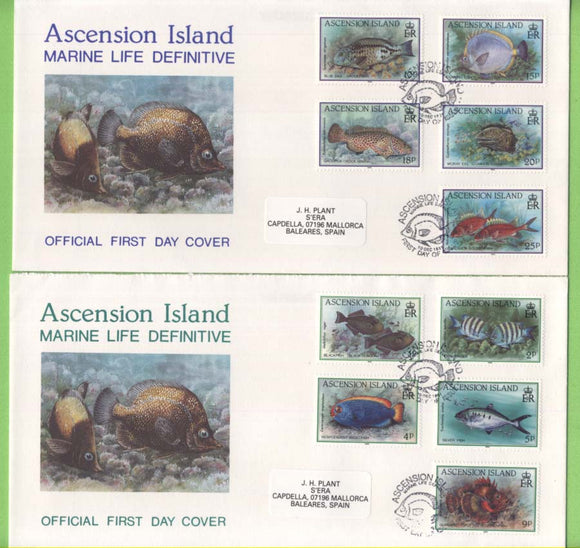 Ascension 1991 Marine Life definitives set on three First Day Covers