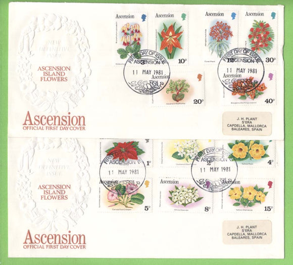 Ascension 1981 Flowers definitive set on three First Day Covers
